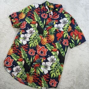Auburn Tigers Shirt Mens Medium Hawaiian Button Up Pocket Floral Lightweight